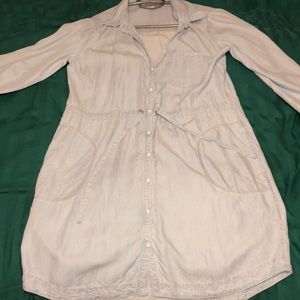 Athleta button-down faux-light-wash denim dress